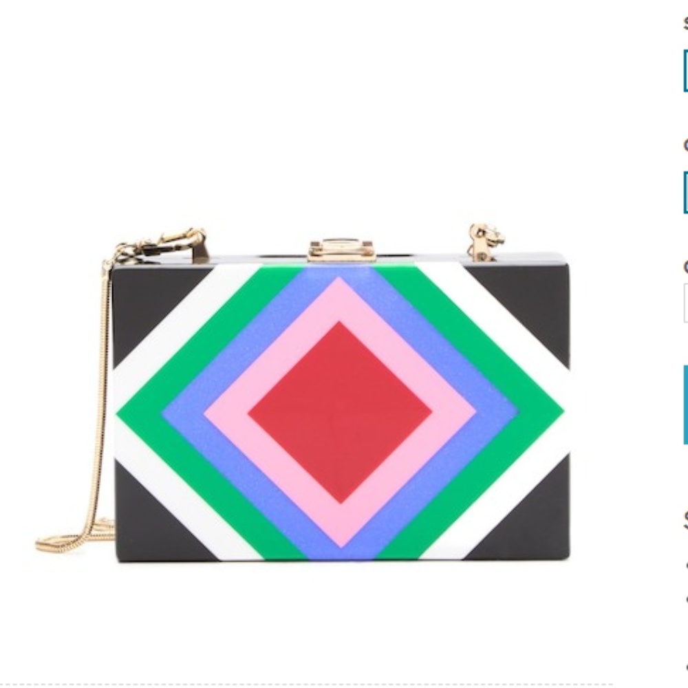 MILLY Diamond Square Box Clutch Color MULTI